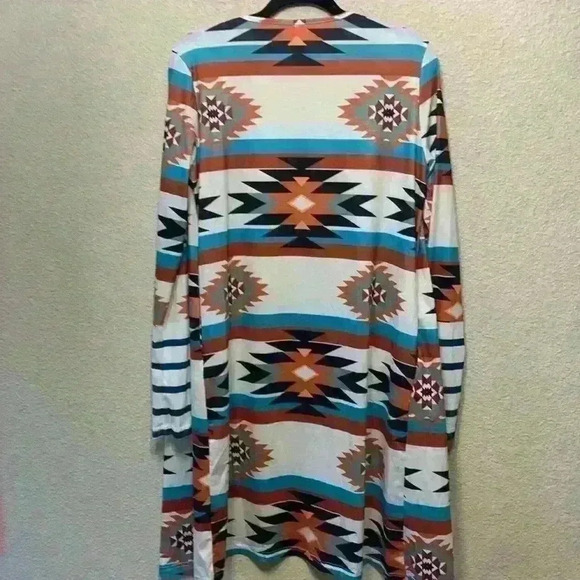 Long western open cardigan sz S cowgirlcore long cardigan fall cowgirl Aztec - Picture 8 of 10